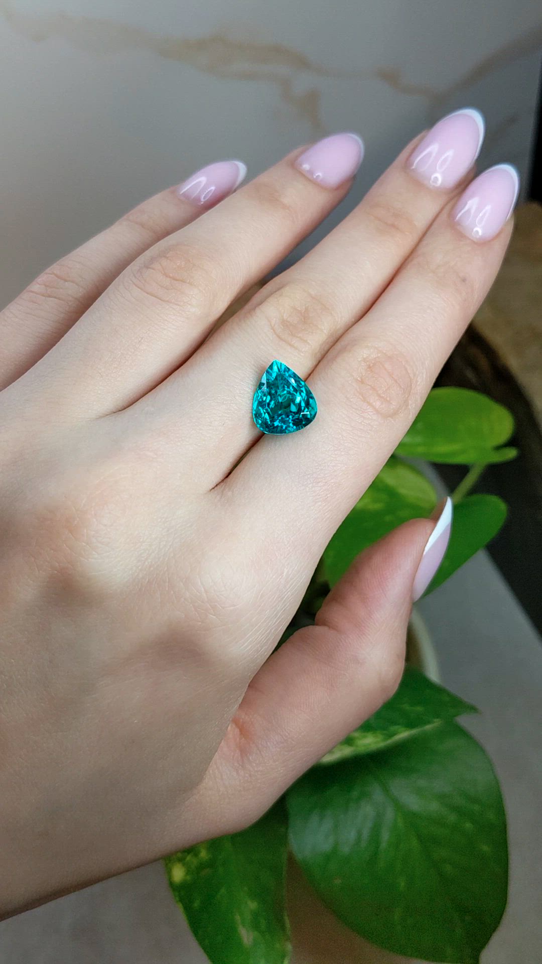 4.92 Ct. Greenish Blue Paraiba Tourmaline from Brazil Size Video