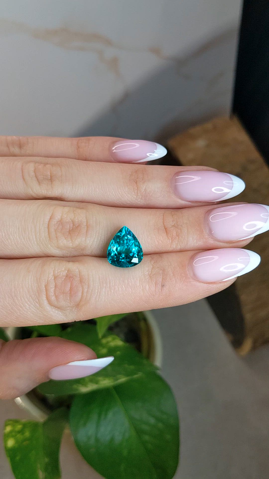 4.92 Ct. Greenish Blue Paraiba Tourmaline from Brazil Size Video