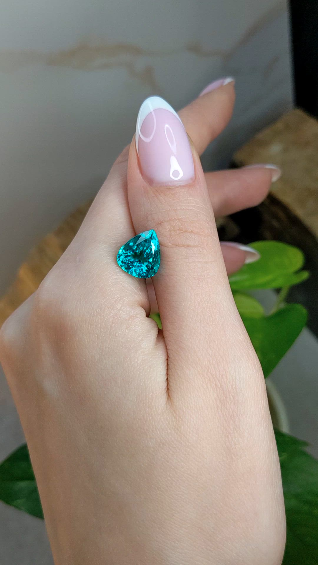4.92 Ct. Greenish Blue Paraiba Tourmaline from Brazil Size Video