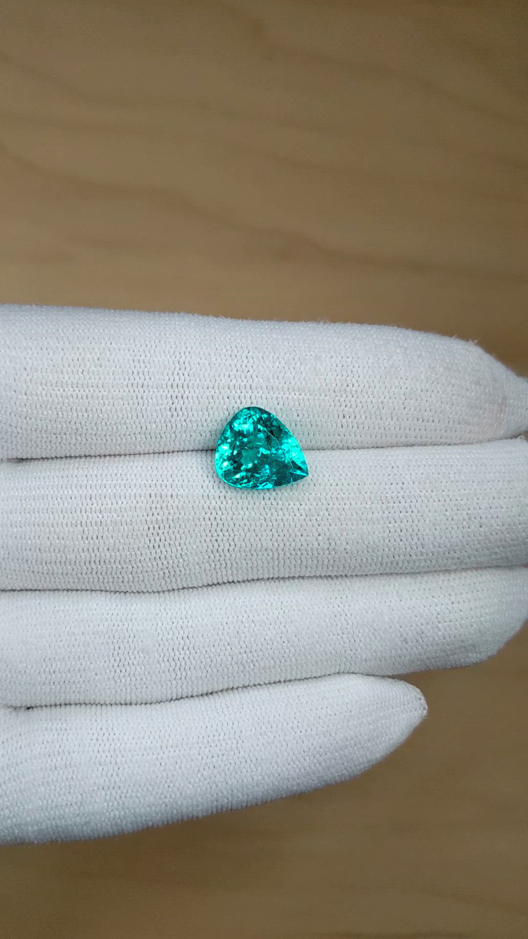 4.92 Ct. Greenish Blue Paraiba Tourmaline from Brazil Size Video