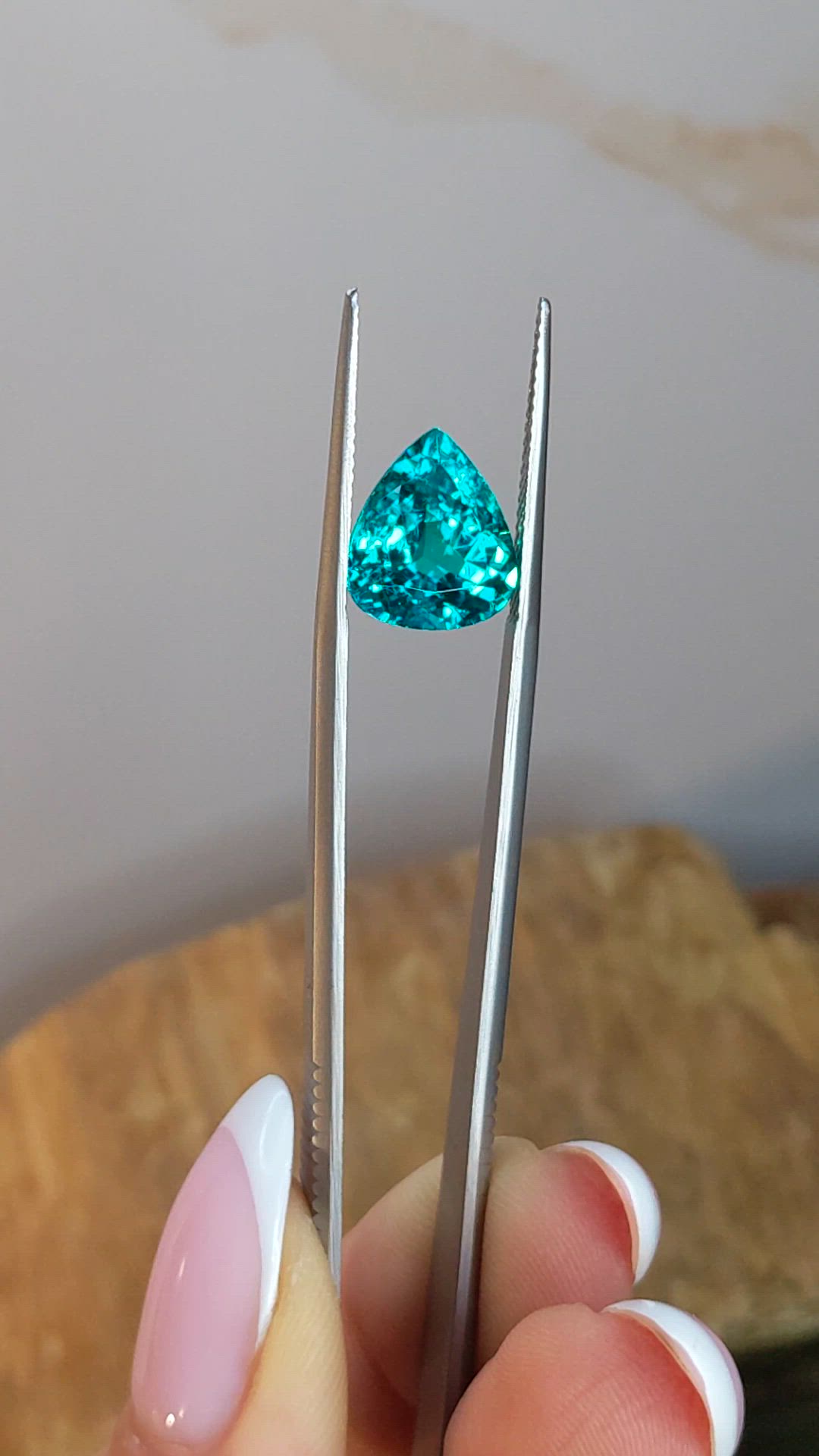 4.92 Ct. Greenish Blue Paraiba Tourmaline from Brazil Size Video