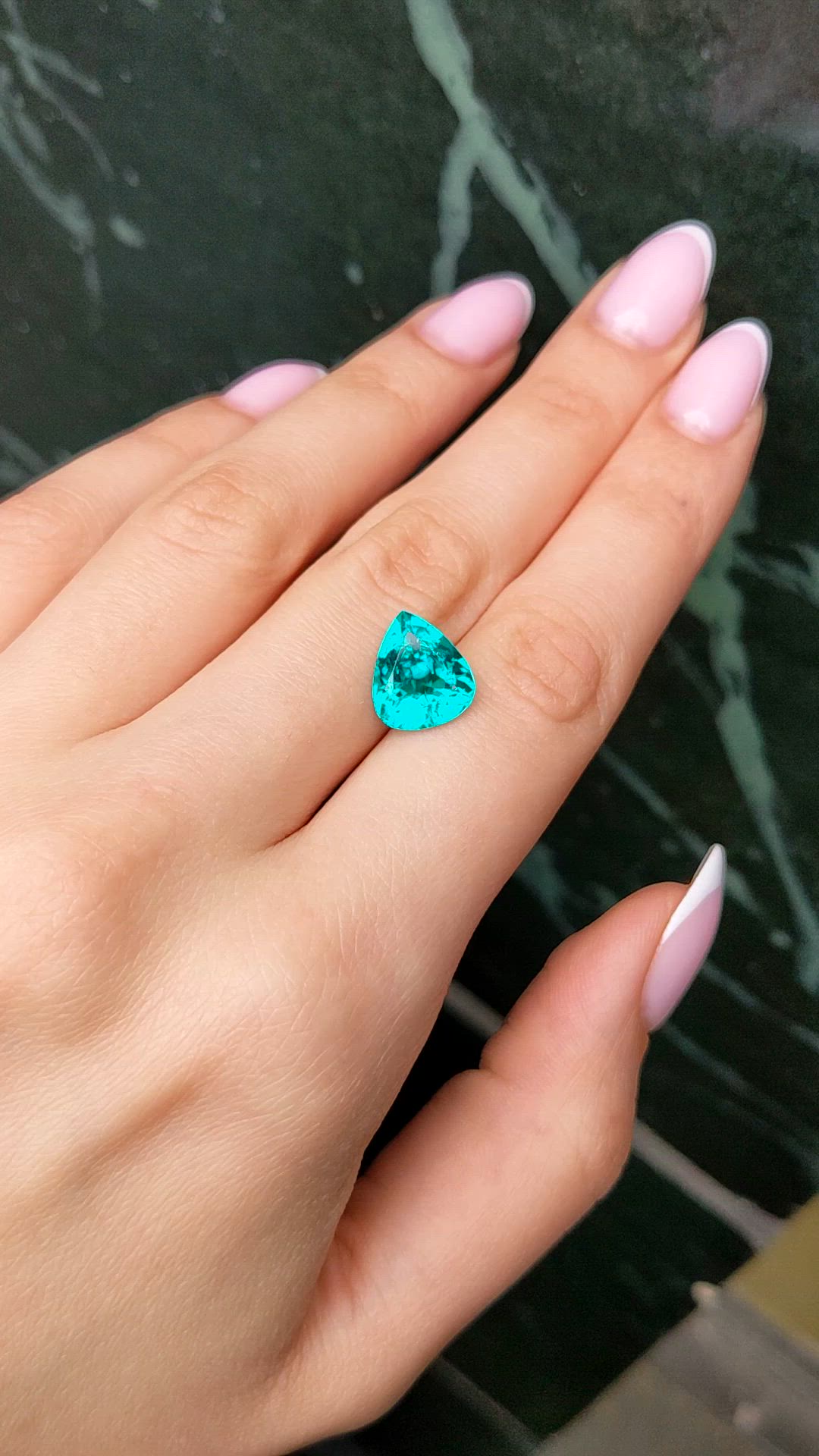 4.92 Ct. Greenish Blue Paraiba Tourmaline from Brazil Size Video