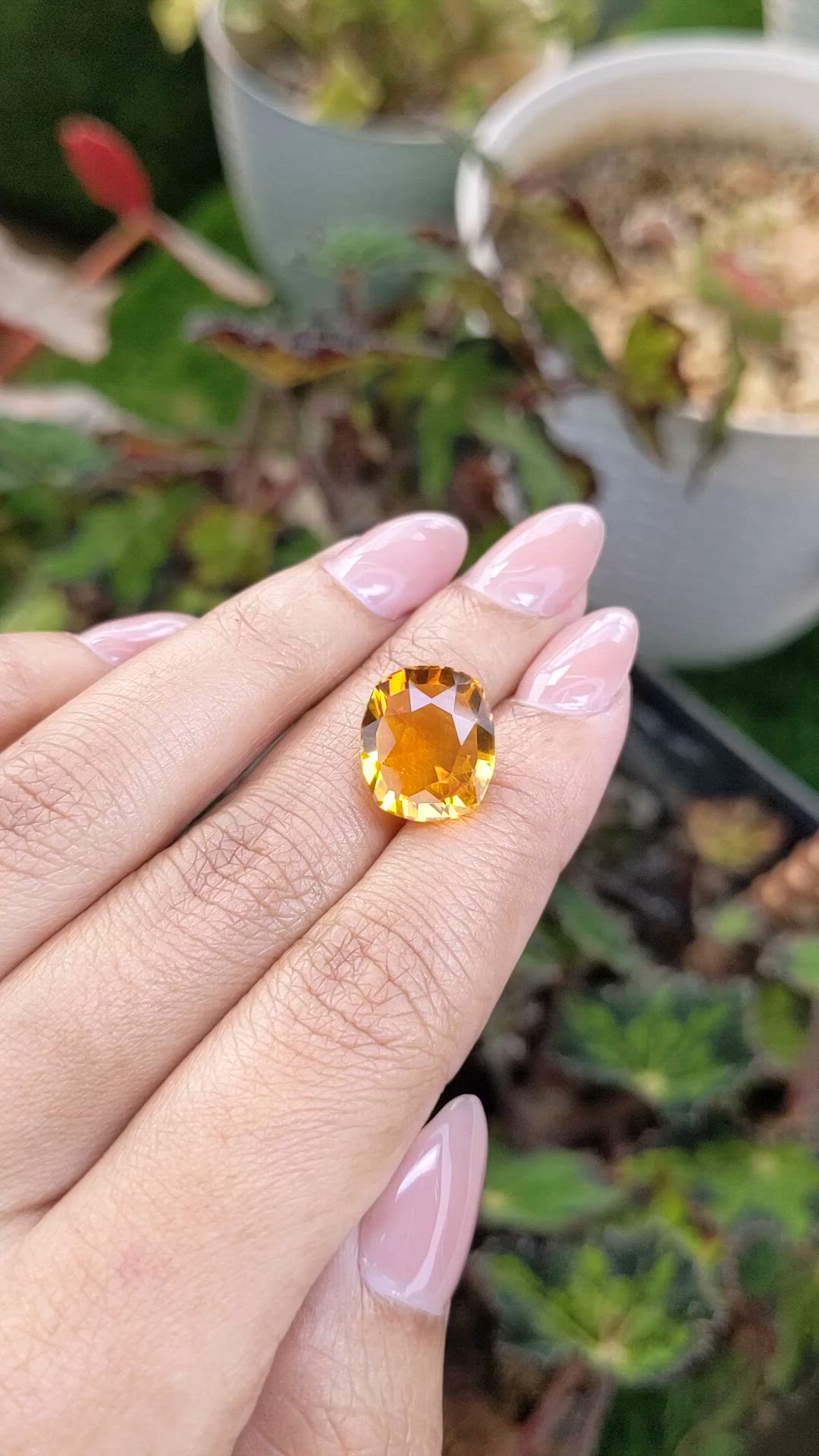 7.65 Ct. Orangish Yellow Citrine from Brazil Size Video