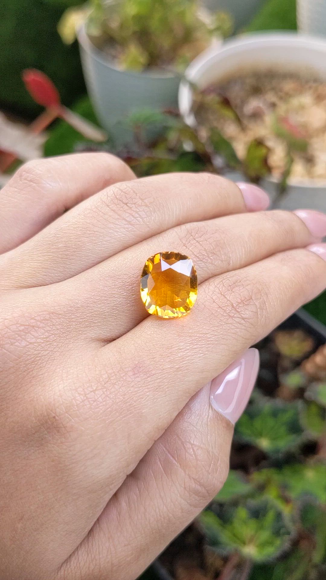 7.65 Ct. Orangish Yellow Citrine from Brazil Size Video