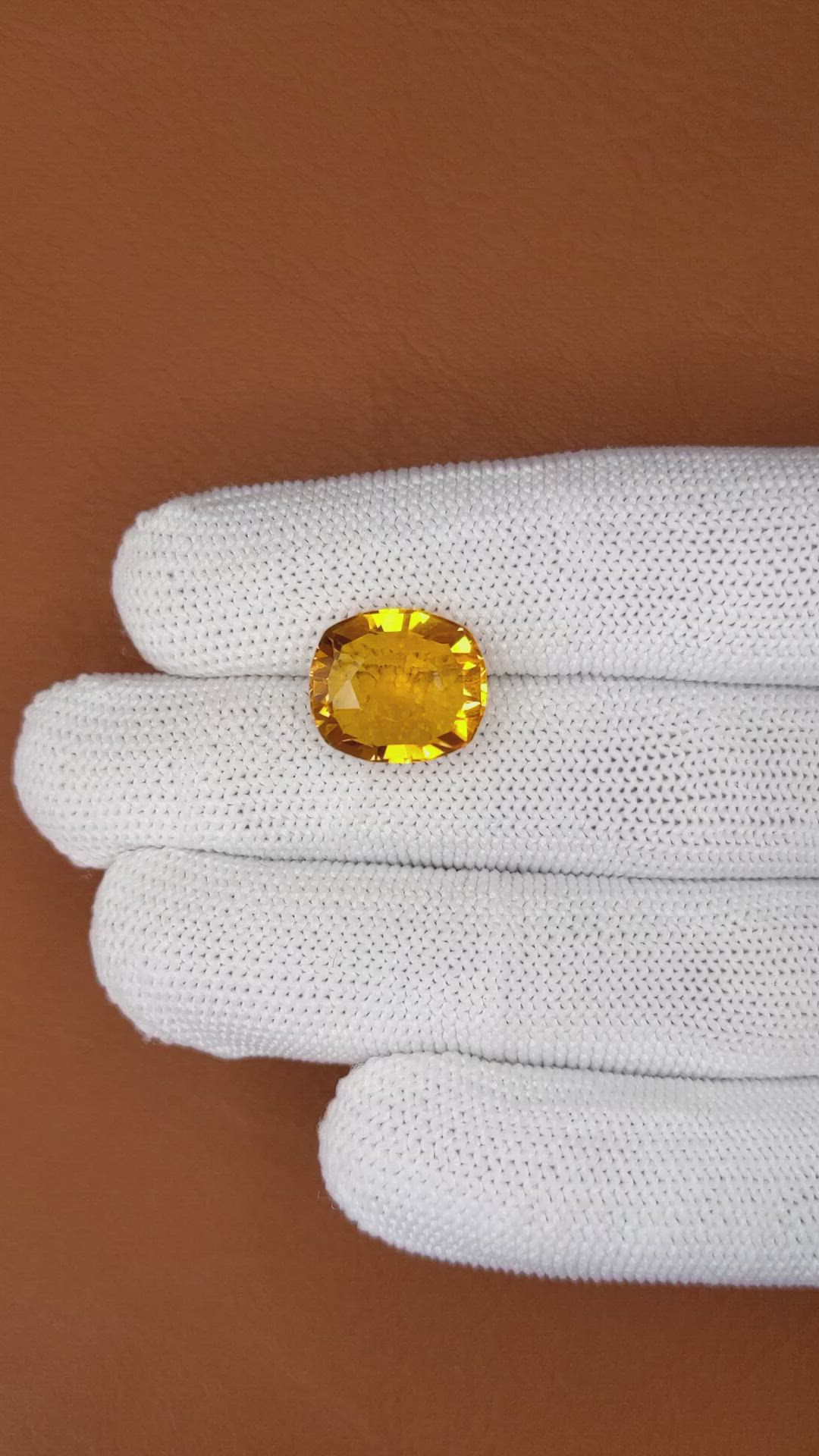 7.65 Ct. Orangish Yellow Citrine from Brazil Size Video