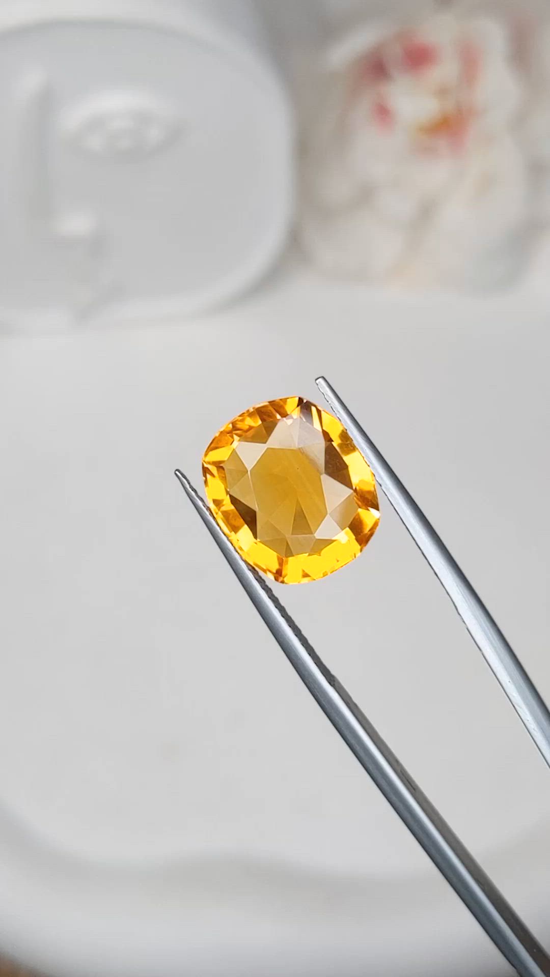 7.65 Ct. Orangish Yellow Citrine from Brazil Size Video
