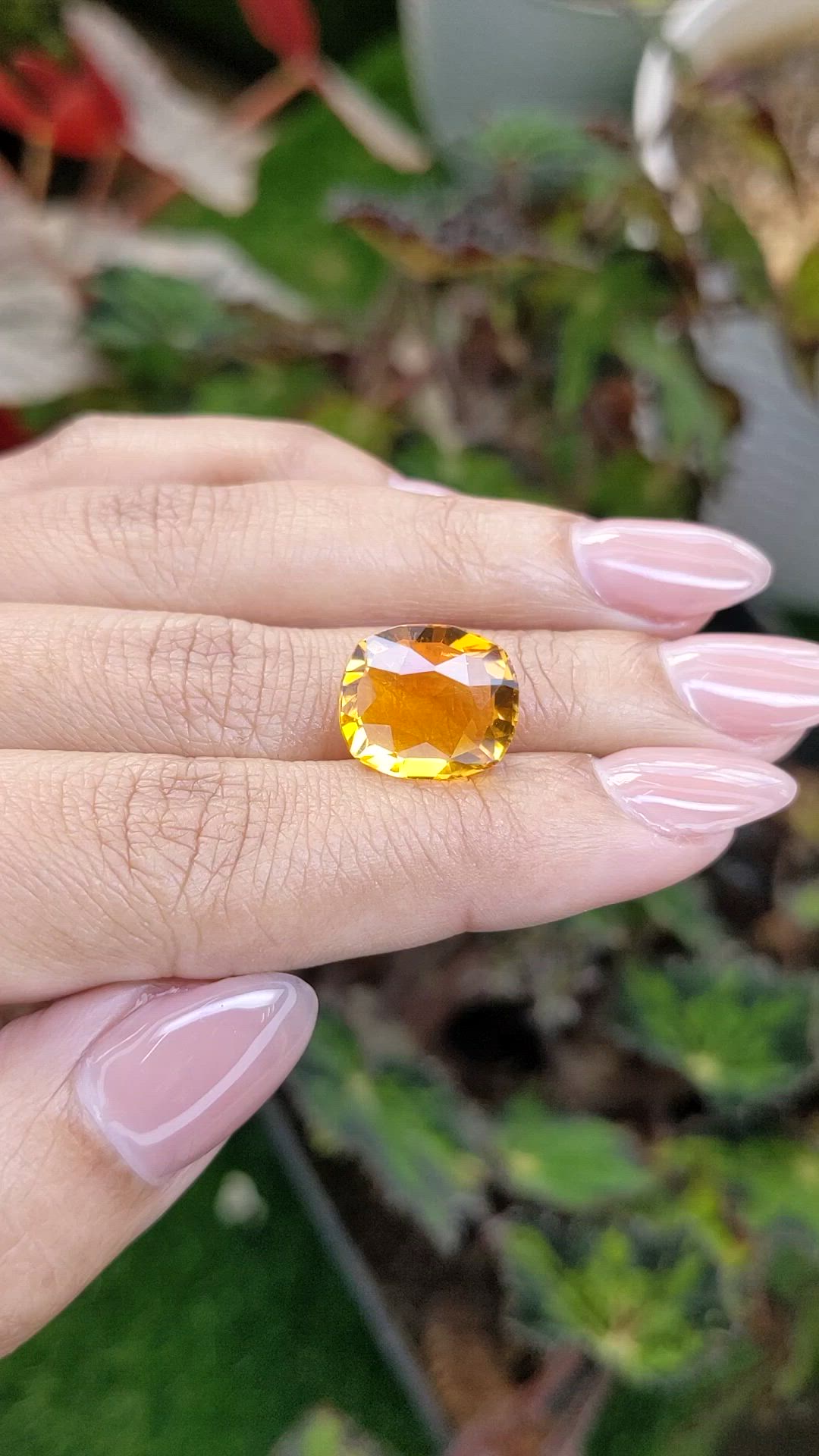 7.65 Ct. Orangish Yellow Citrine from Brazil Size Video