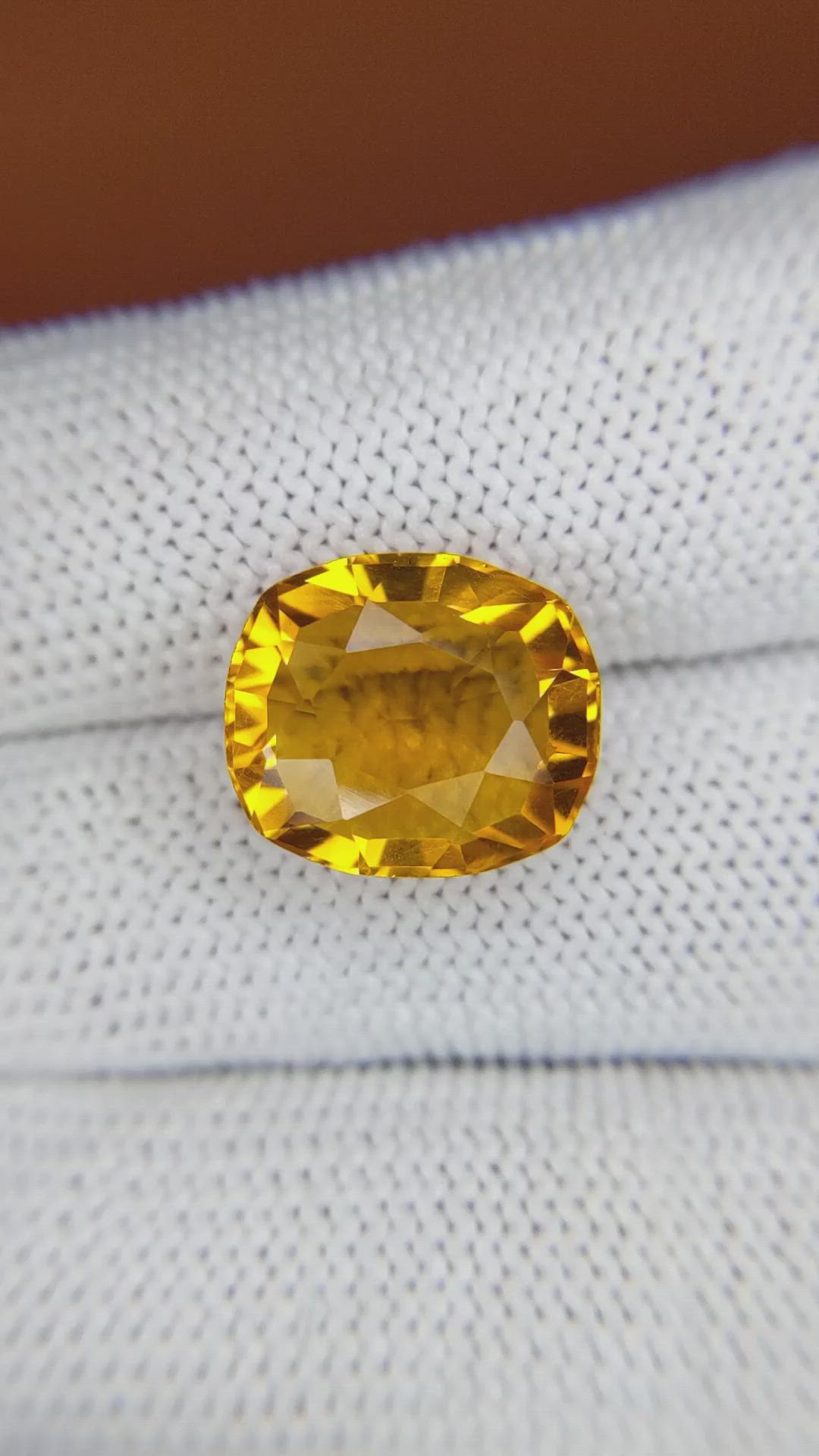 7.65 Ct. Orangish Yellow Citrine from Brazil Size Video