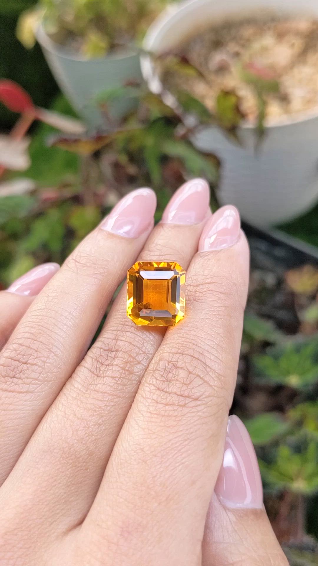 9.54 Ct. Orangish Yellow Citrine from Brazil Size Video