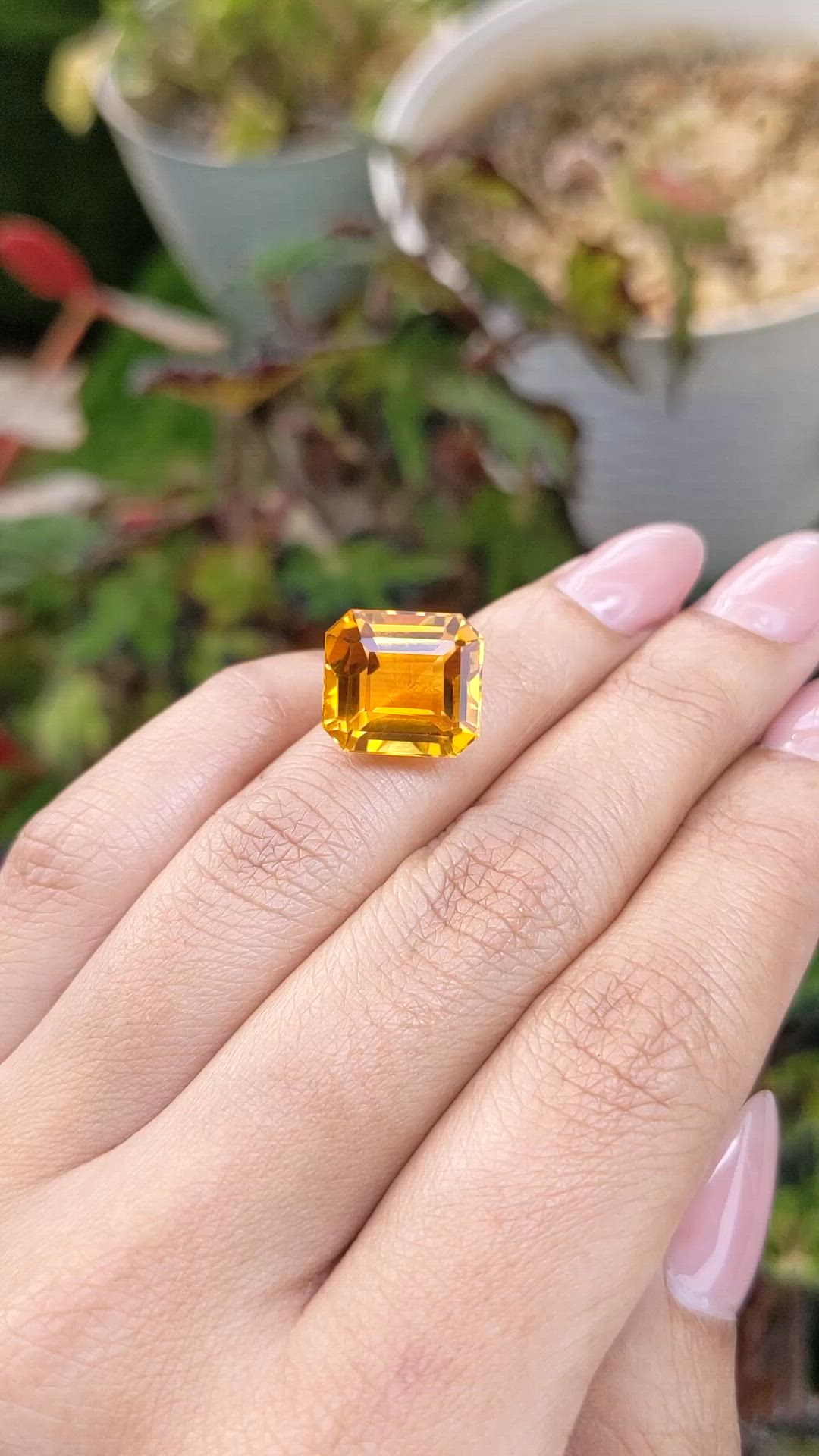 9.54 Ct. Orangish Yellow Citrine from Brazil Size Video