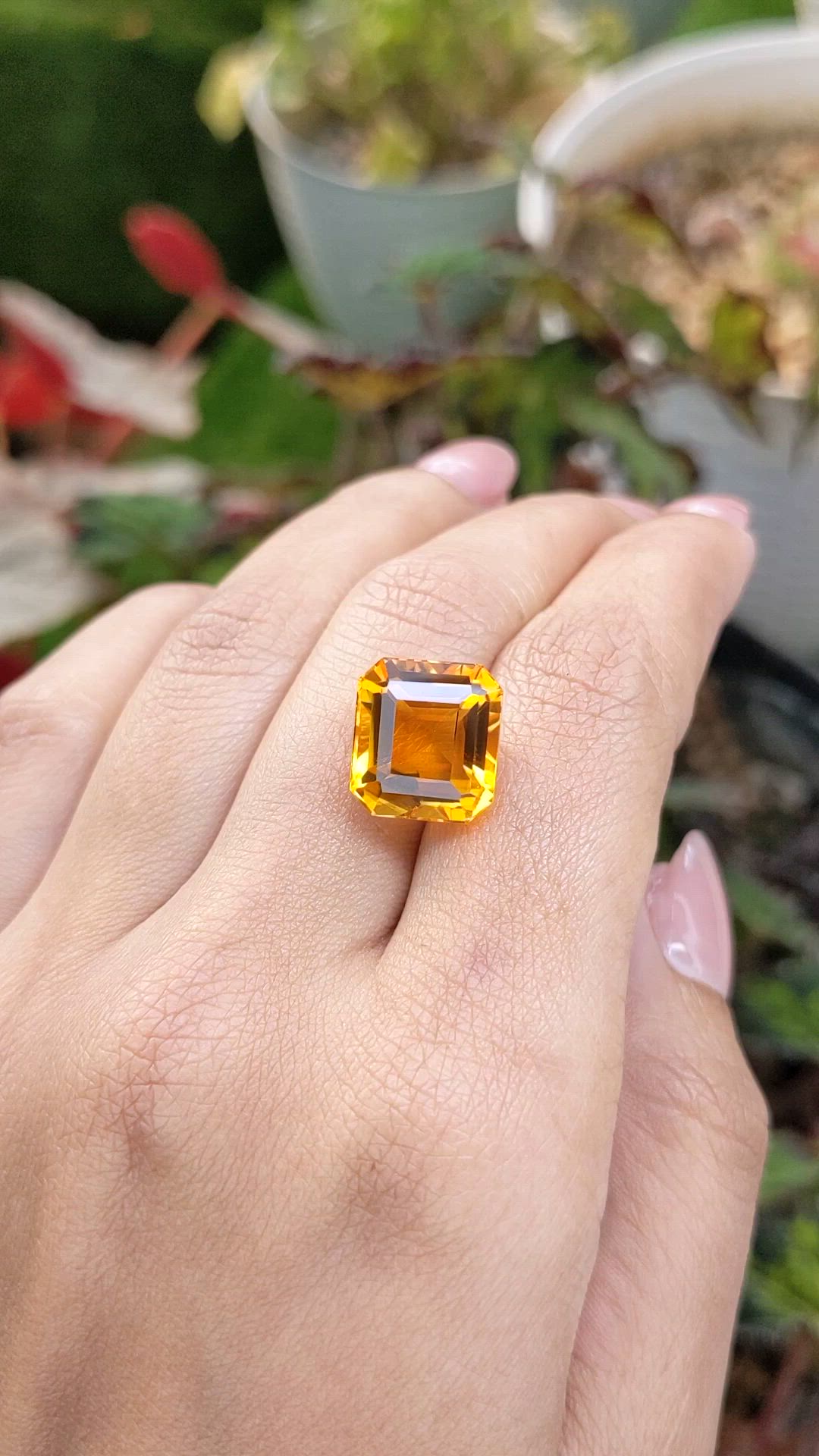 9.54 Ct. Orangish Yellow Citrine from Brazil Size Video