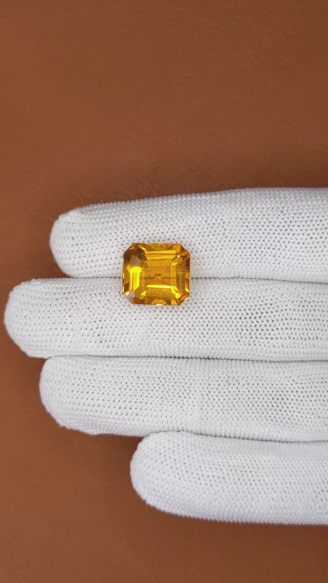 9.54 Ct. Orangish Yellow Citrine from Brazil Size Video