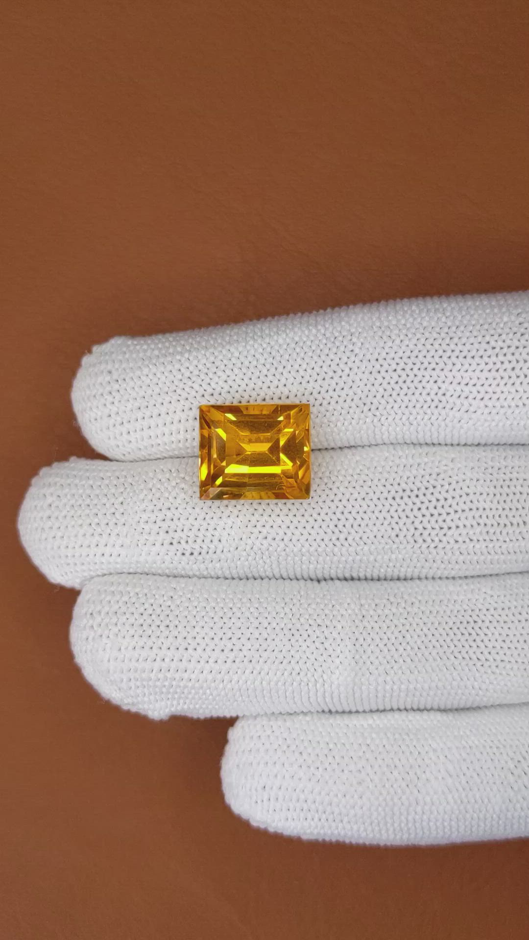 10.81 Ct. Yellowish Orange Citrine from Brazil Size Video
