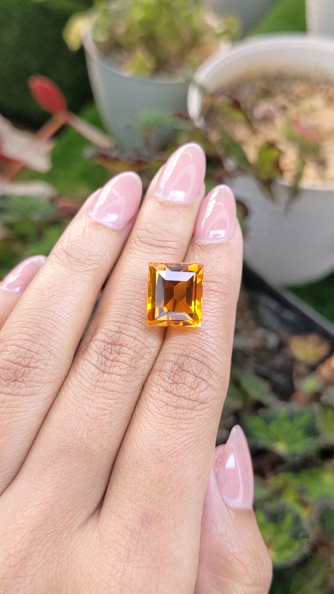 10.81 Ct. Yellowish Orange Citrine from Brazil Size Video