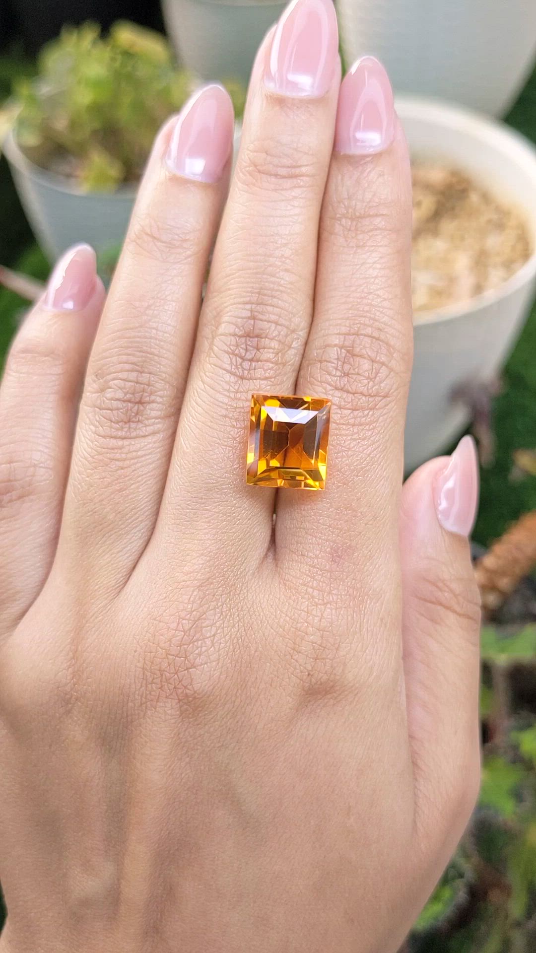 10.81 Ct. Yellowish Orange Citrine from Brazil Size Video