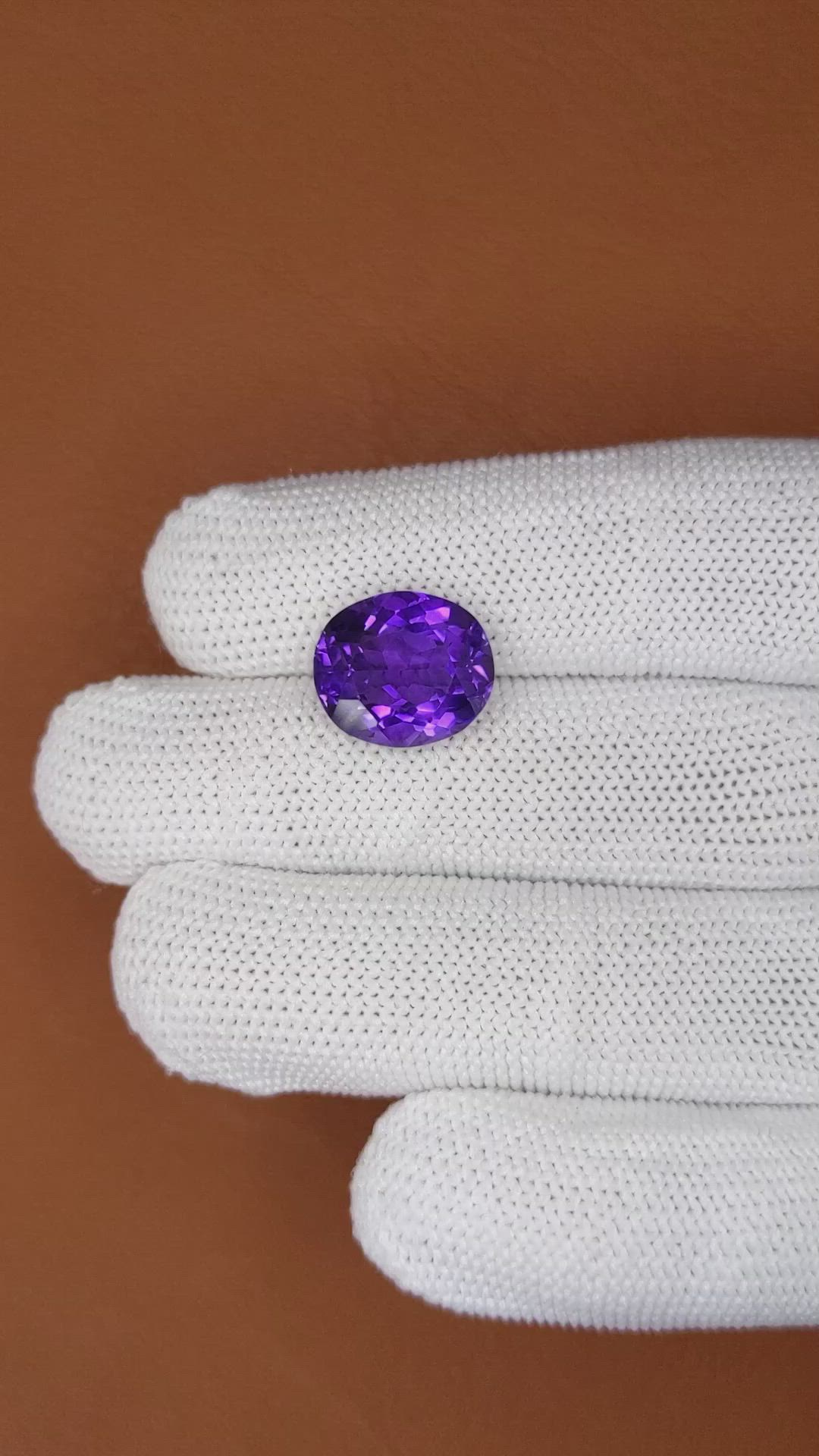 6.60 Ct. Purple Amethyst from Brazil Size Video