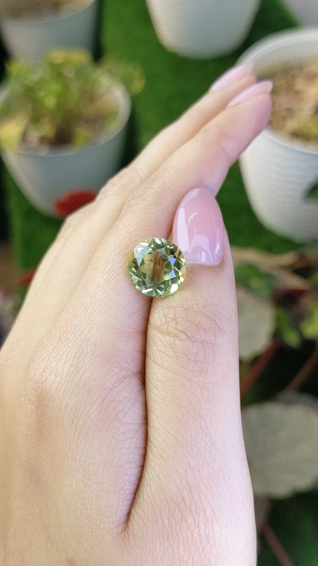 5.84 Ct. Yellowish Green Prasiolite from Brazil Size Video