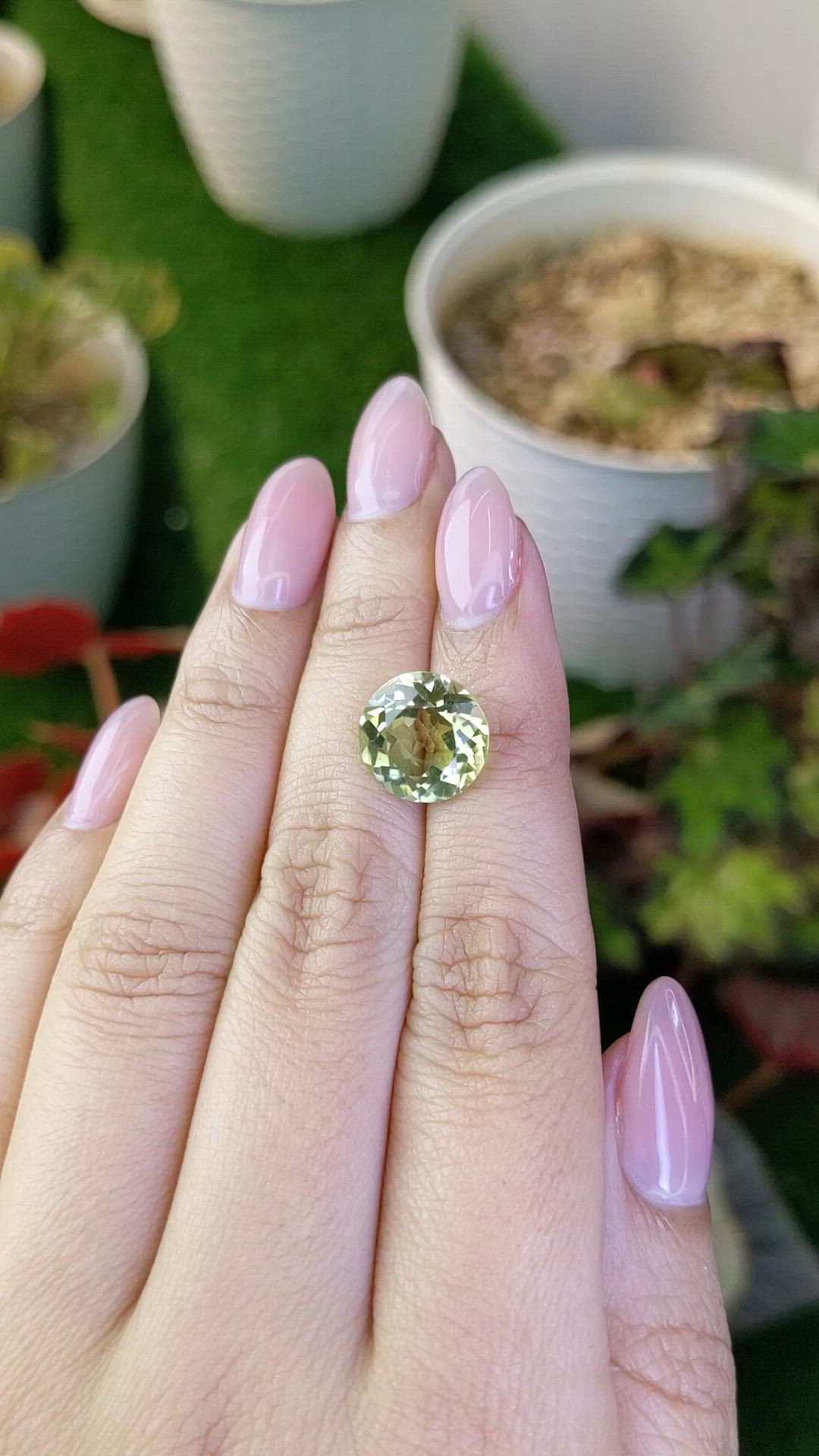 5.84 Ct. Yellowish Green Prasiolite from Brazil Size Video