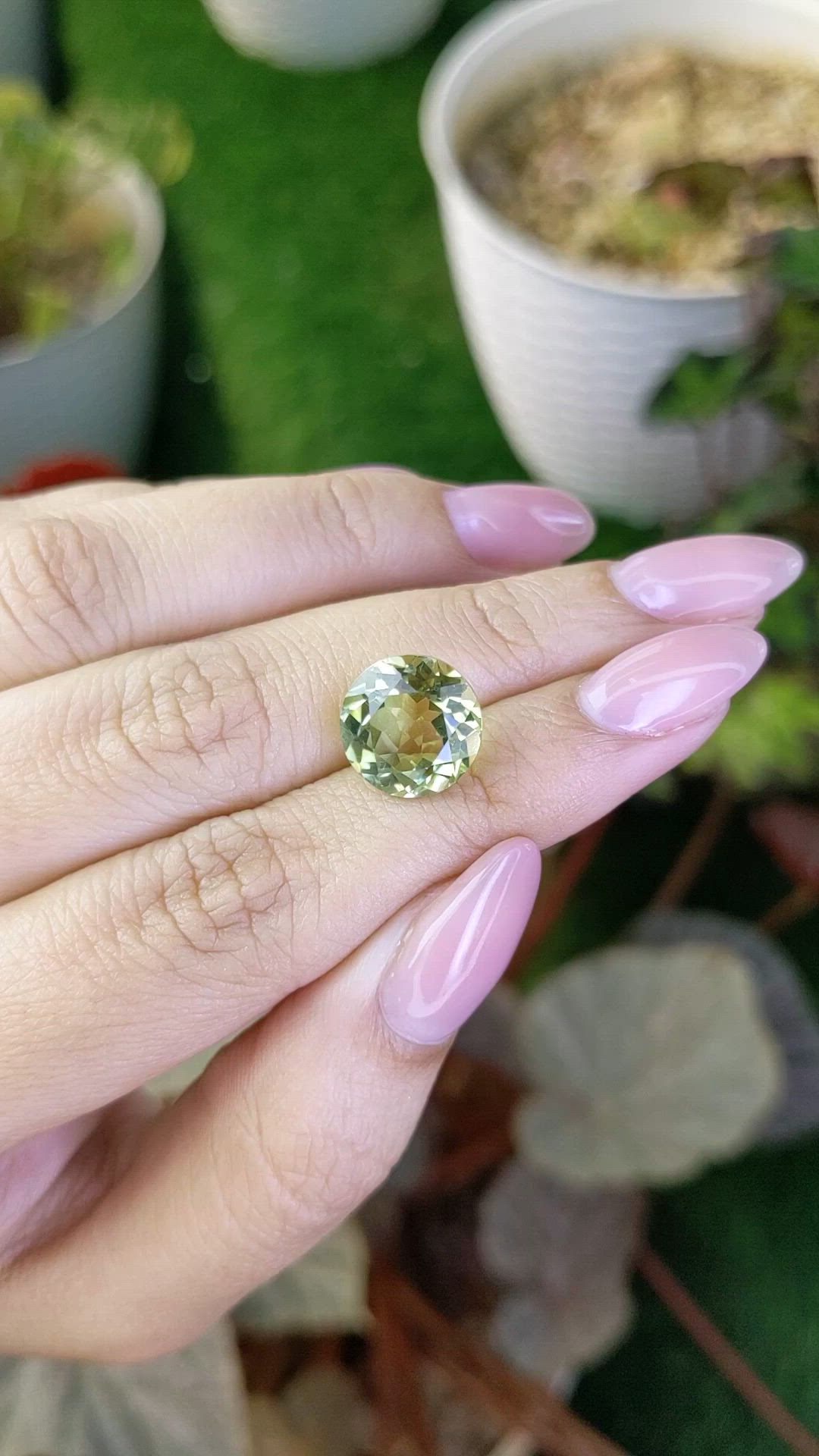 5.84 Ct. Yellowish Green Prasiolite from Brazil Size Video