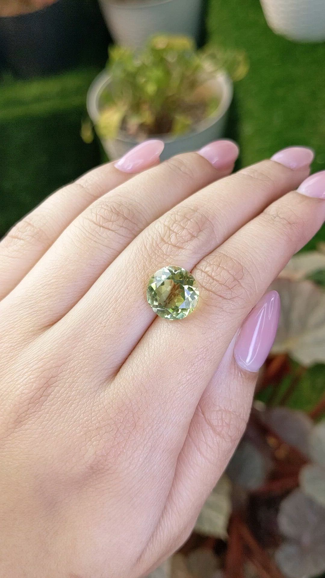 5.84 Ct. Yellowish Green Prasiolite from Brazil Size Video