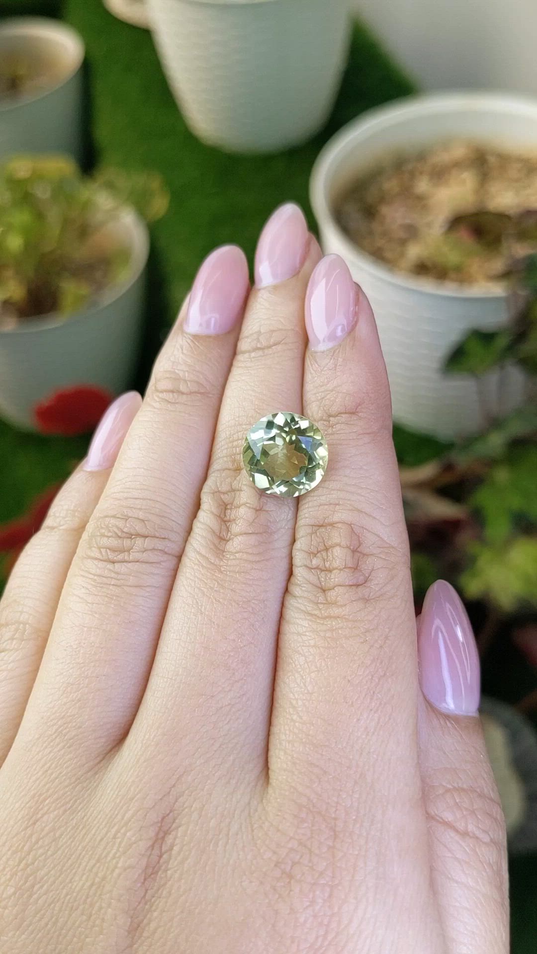 5.71 Ct. Yellowish Green Prasiolite from Brazil Size Video