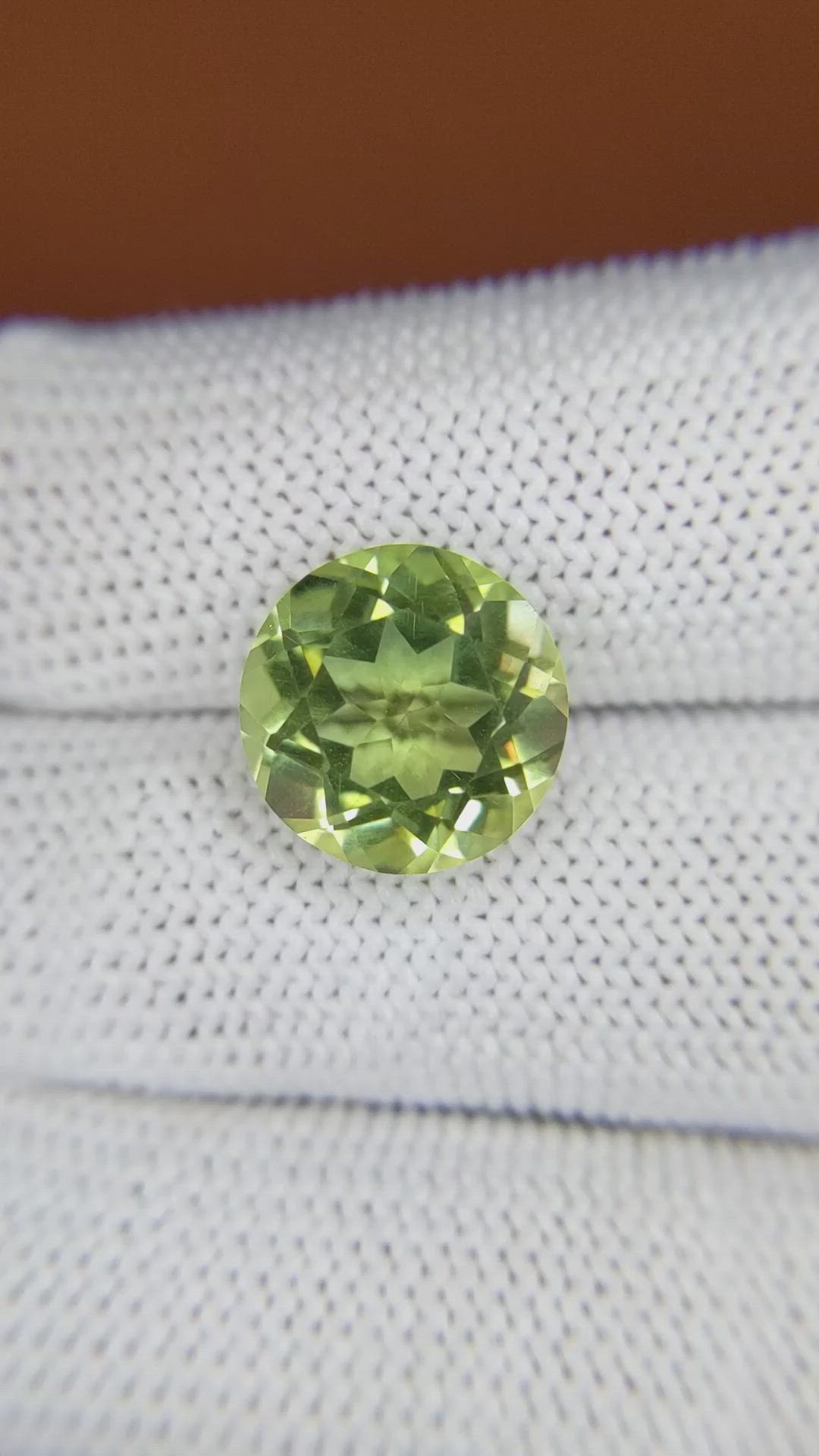 5.71 Ct. Yellowish Green Prasiolite from Brazil Size Video