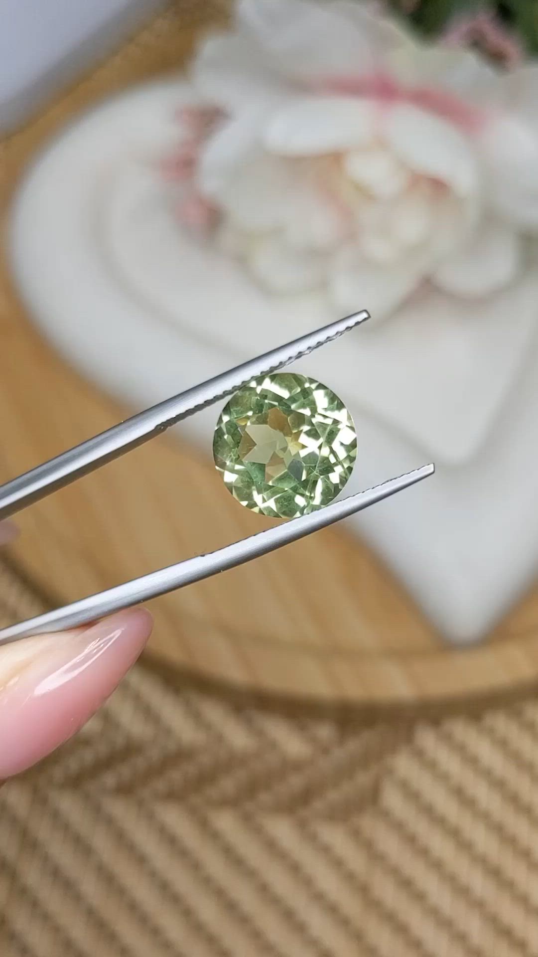 5.71 Ct. Yellowish Green Prasiolite from Brazil Size Video