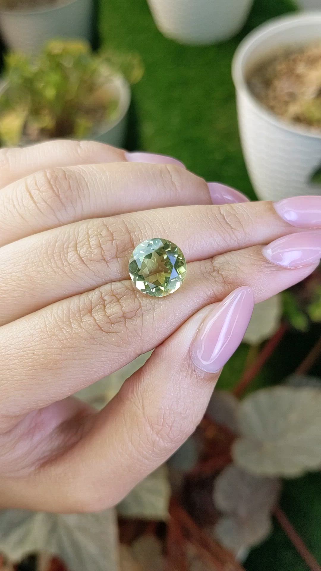 5.71 Ct. Yellowish Green Prasiolite from Brazil Size Video