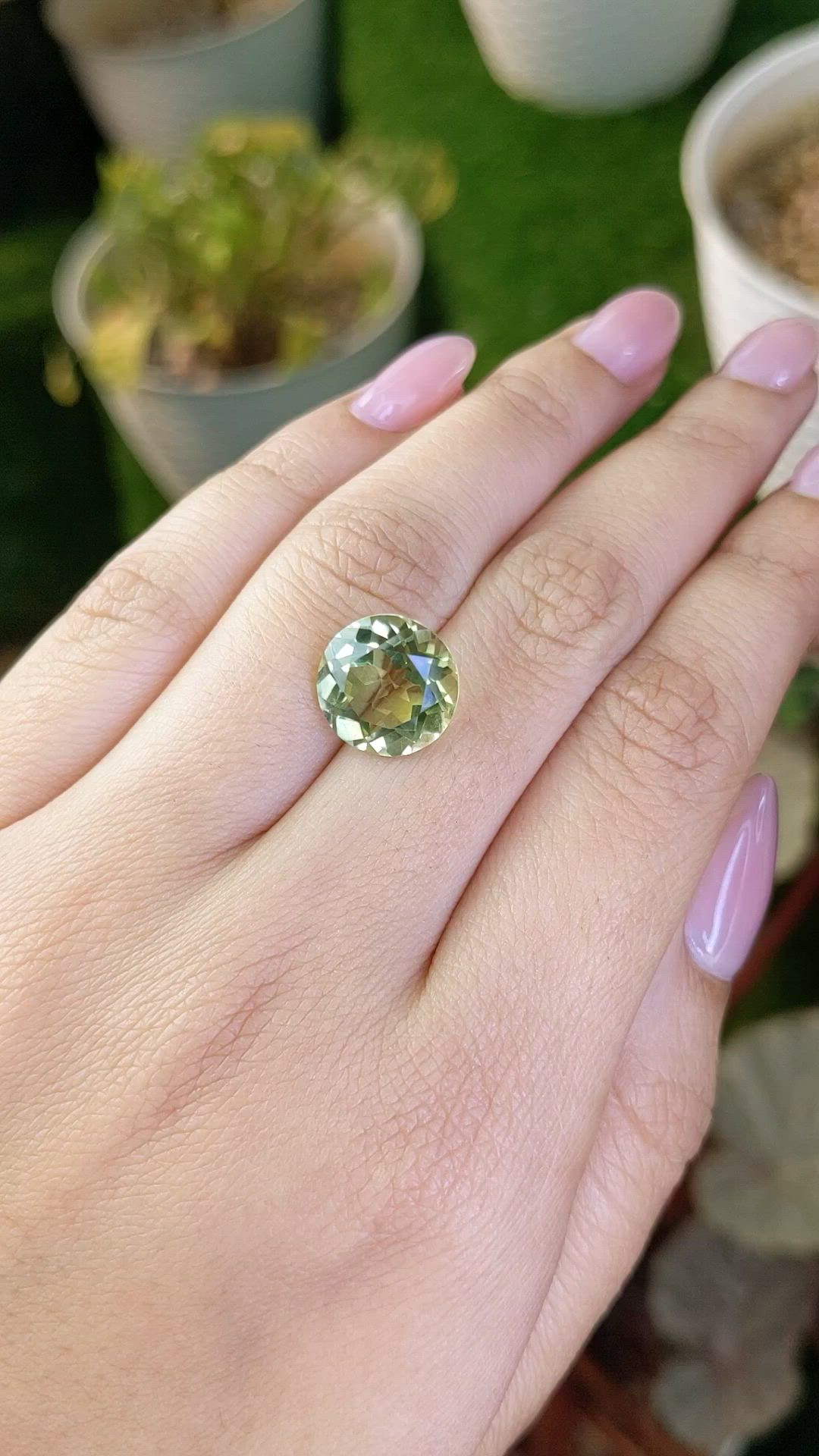 5.71 Ct. Yellowish Green Prasiolite from Brazil Size Video