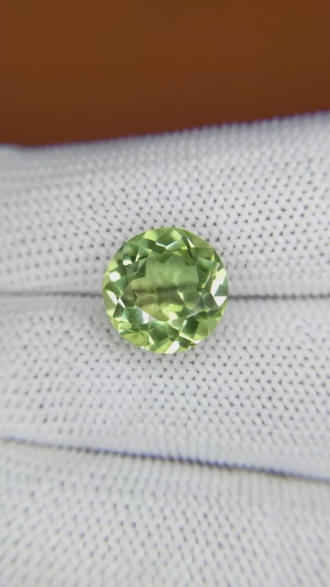 5.61 Ct. Yellowish Green Prasiolite from Brazil Size Video