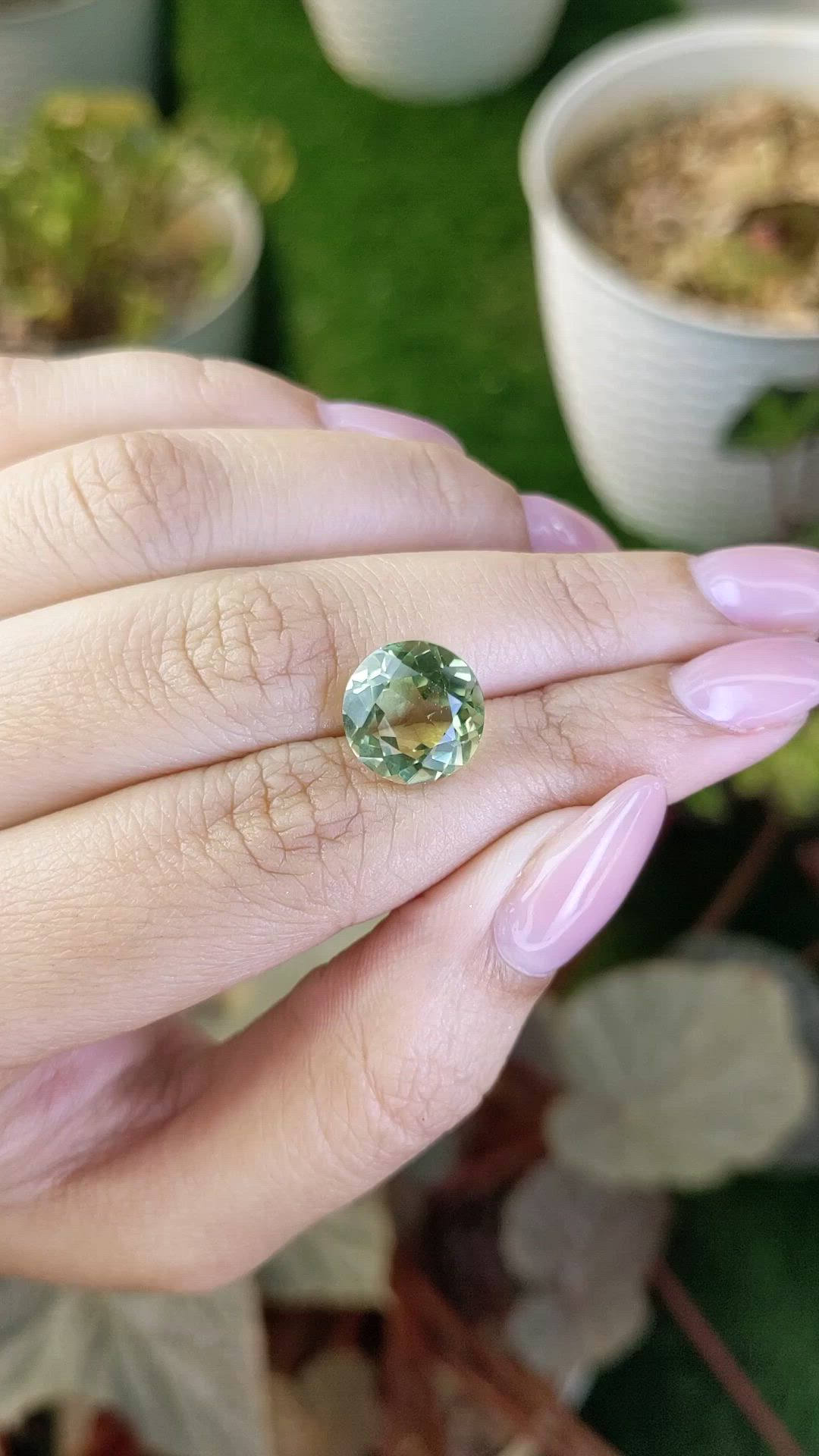 5.61 Ct. Yellowish Green Prasiolite from Brazil Size Video