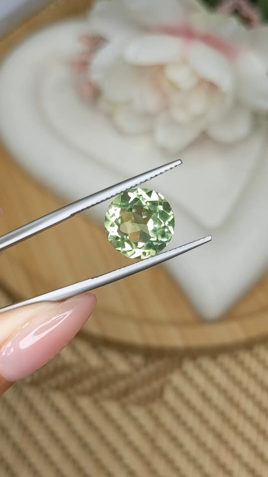 5.61 Ct. Yellowish Green Prasiolite from Brazil Size Video