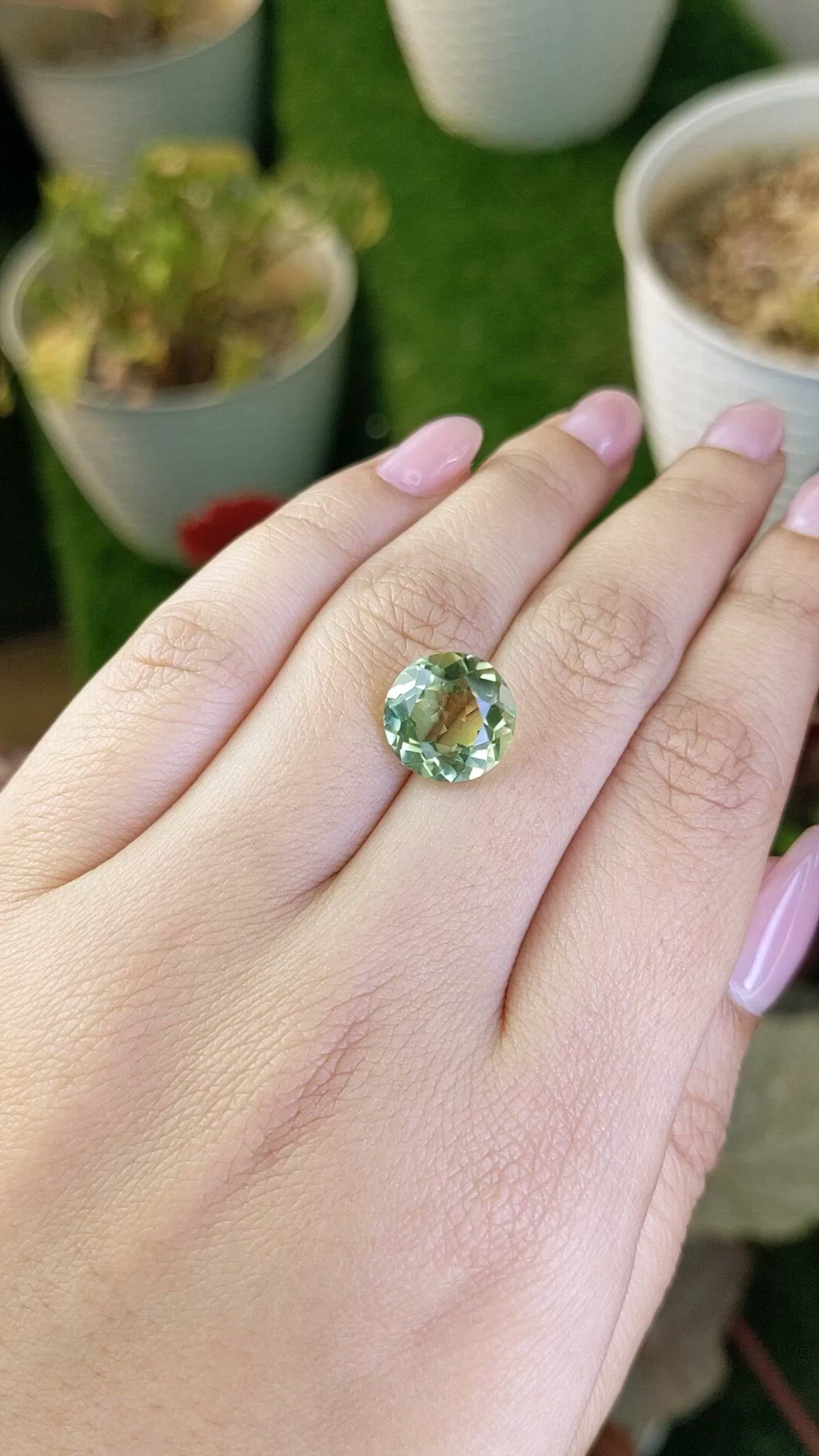 5.61 Ct. Yellowish Green Prasiolite from Brazil Size Video