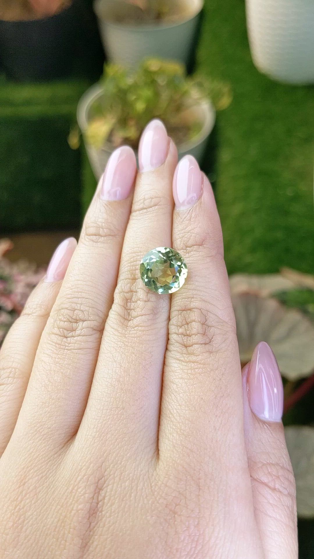 5.61 Ct. Yellowish Green Prasiolite from Brazil Size Video