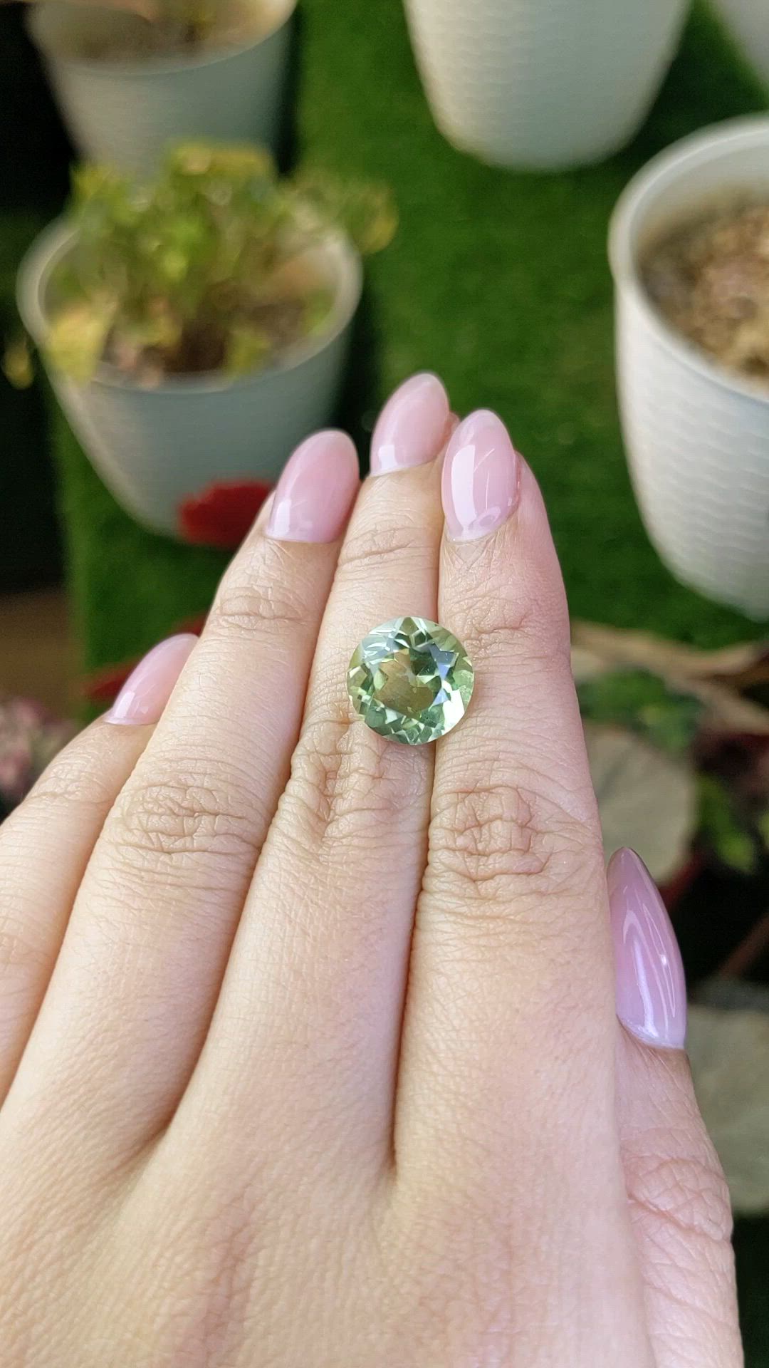 5.73 Ct. Yellowish Green Prasiolite from Brazil Size Video