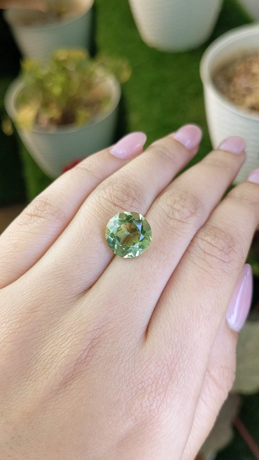 5.73 Ct. Yellowish Green Prasiolite from Brazil Size Video