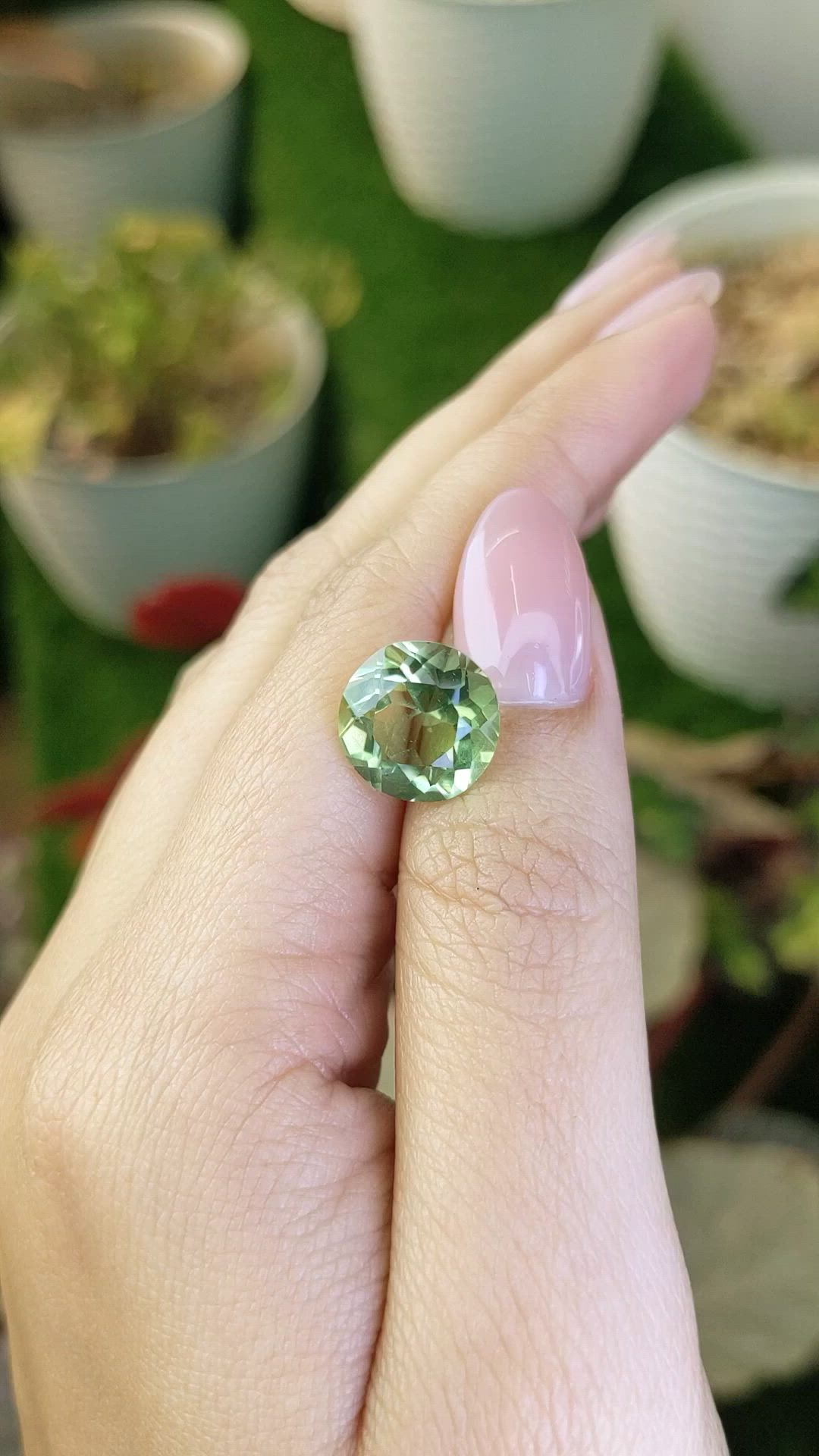 5.73 Ct. Yellowish Green Prasiolite from Brazil Size Video