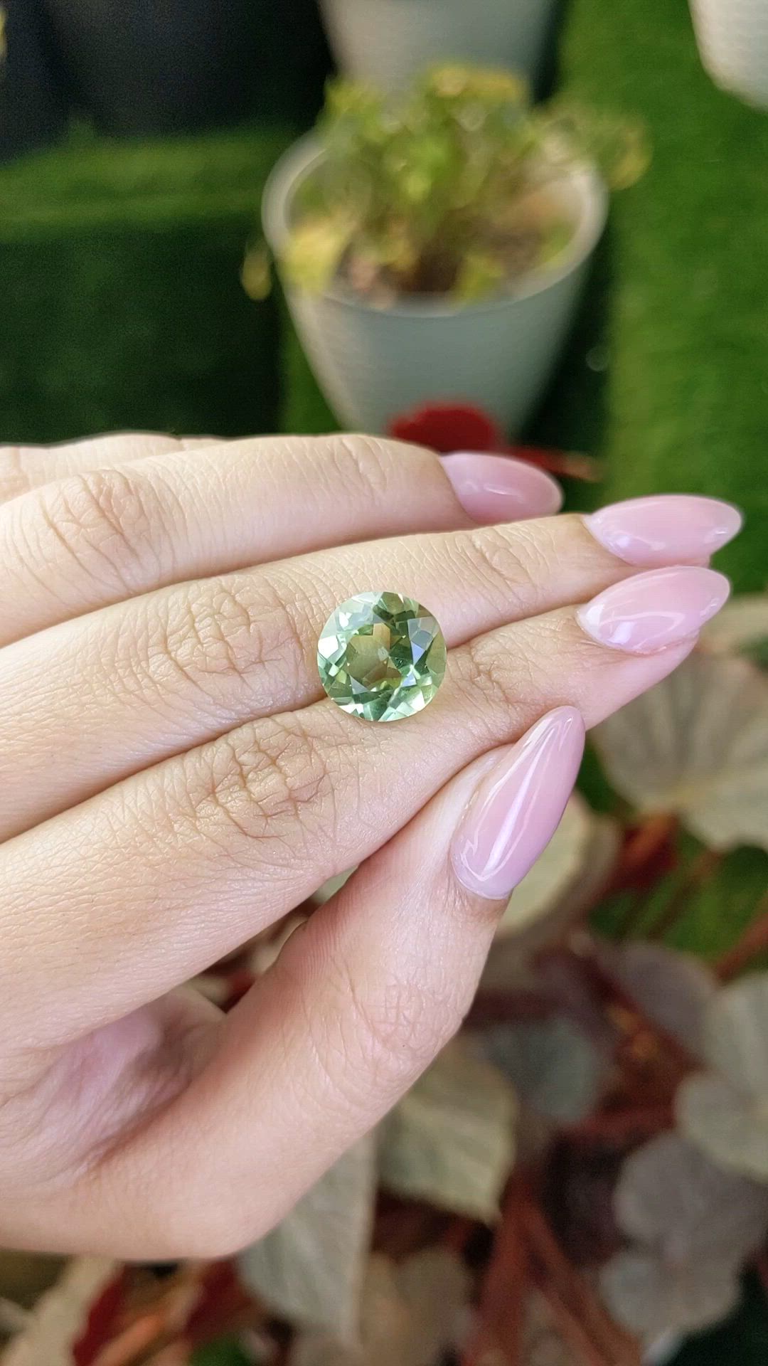 5.73 Ct. Yellowish Green Prasiolite from Brazil Size Video