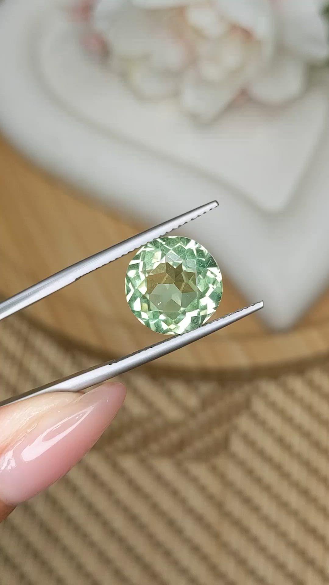 6.16 Ct. Yellowish Green Prasiolite from Brazil Size Video