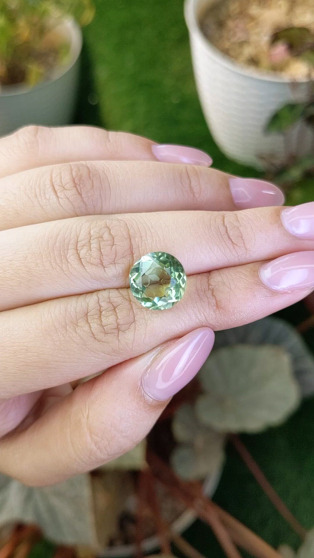 6.16 Ct. Yellowish Green Prasiolite from Brazil Size Video