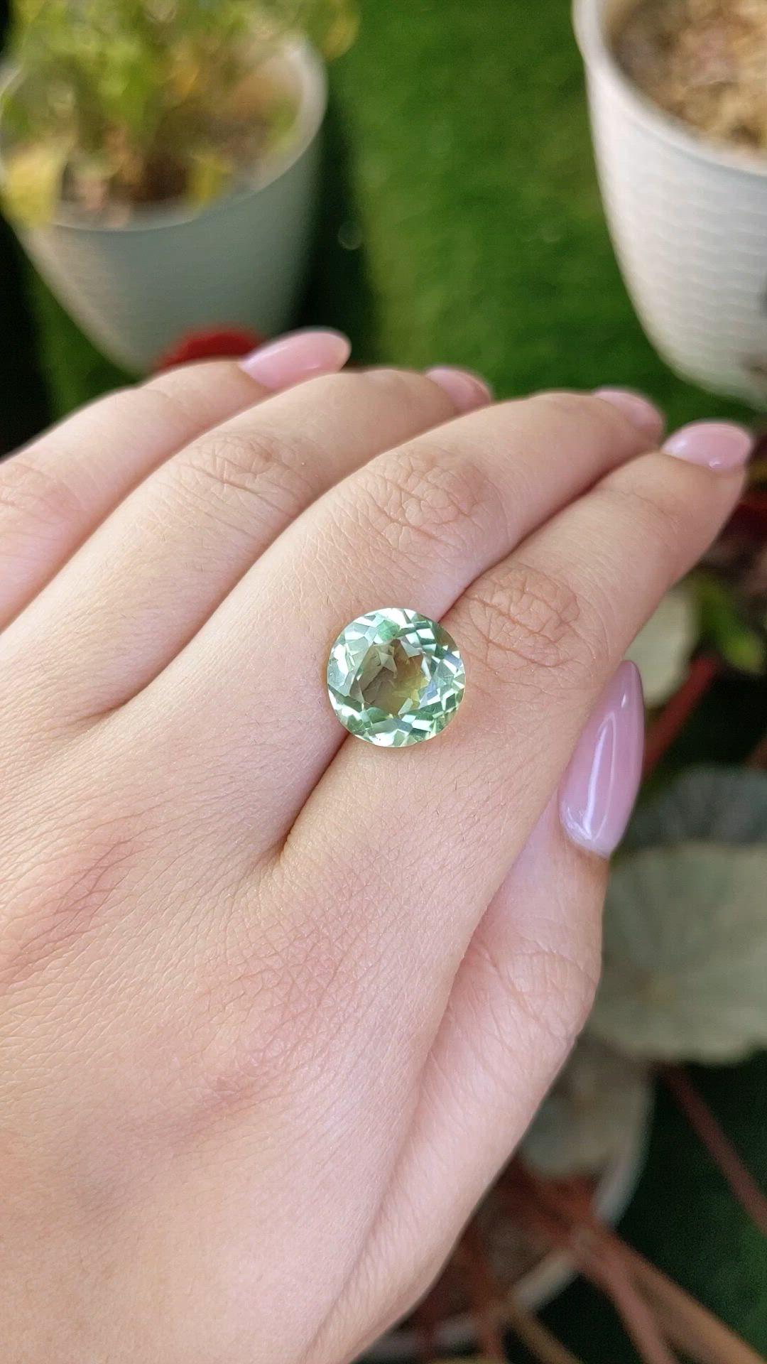 6.16 Ct. Yellowish Green Prasiolite from Brazil Size Video