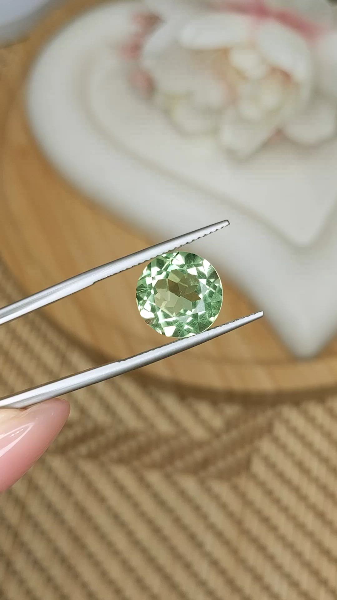 5.61 Ct. Green Prasiolite from Brazil Size Video