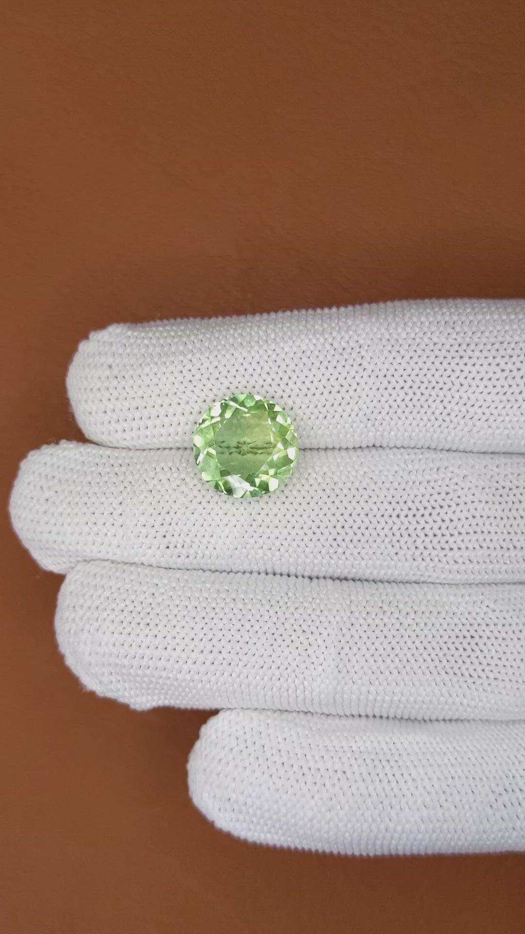 6.08 Ct. Yellowish Green Prasiolite from Brazil Size Video
