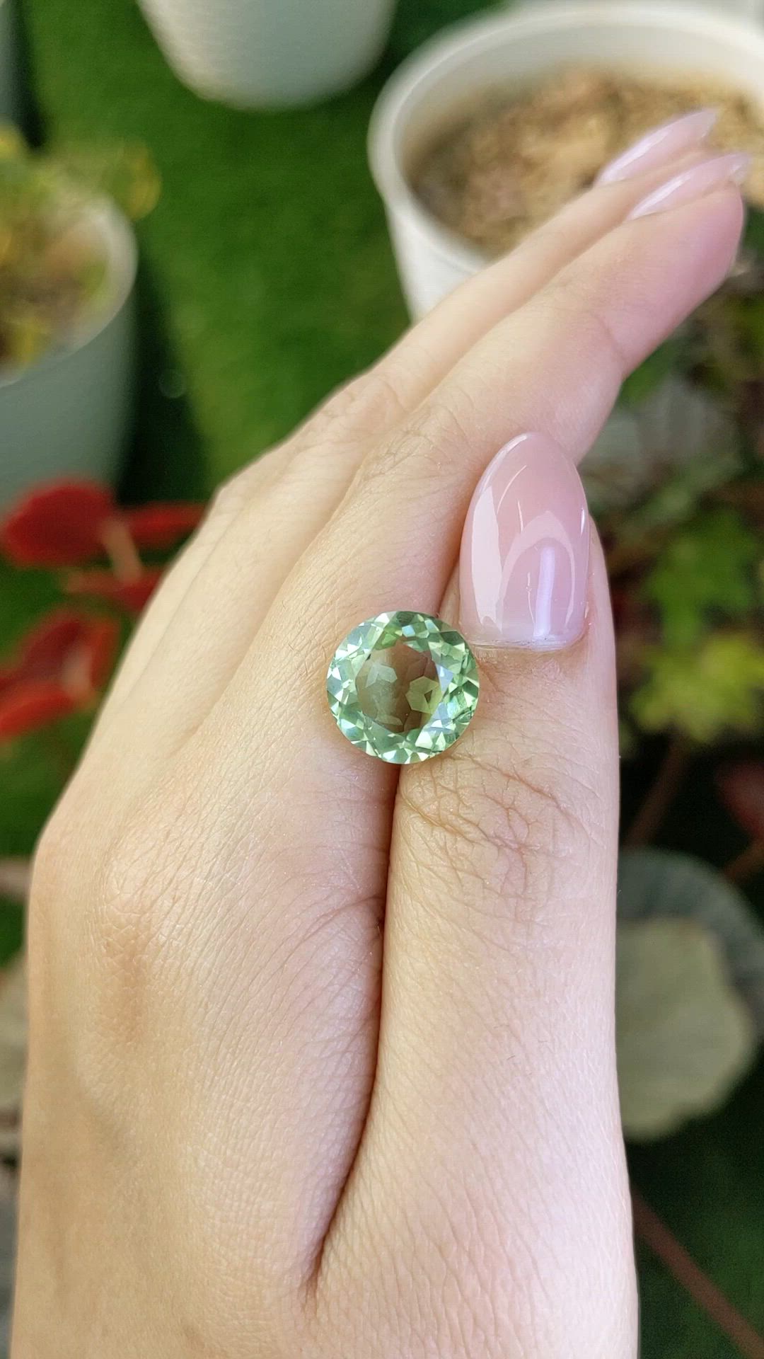 6.08 Ct. Yellowish Green Prasiolite from Brazil Size Video