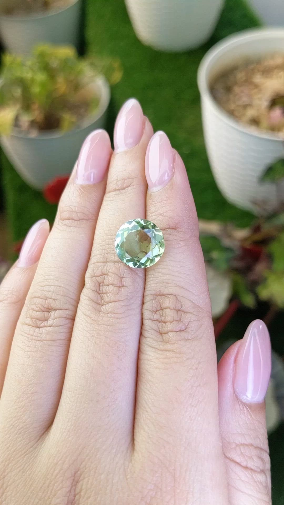 6.08 Ct. Yellowish Green Prasiolite from Brazil Size Video