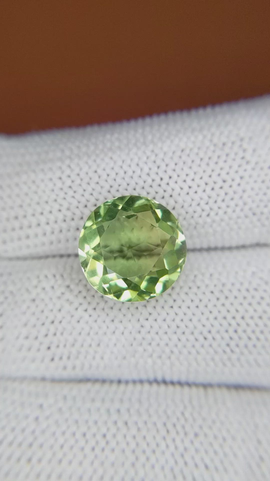 6.08 Ct. Yellowish Green Prasiolite from Brazil Size Video