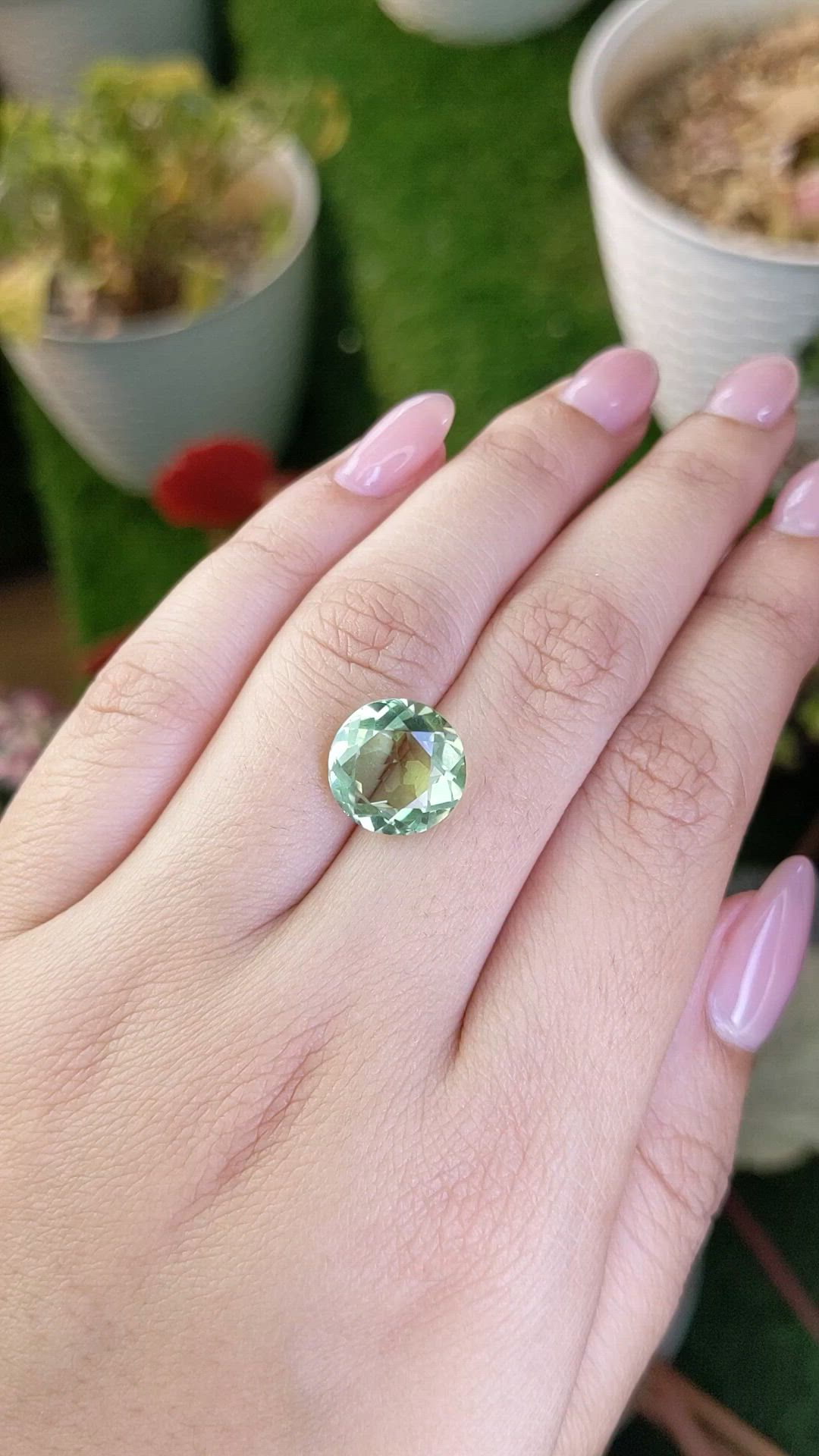 6.08 Ct. Yellowish Green Prasiolite from Brazil Size Video