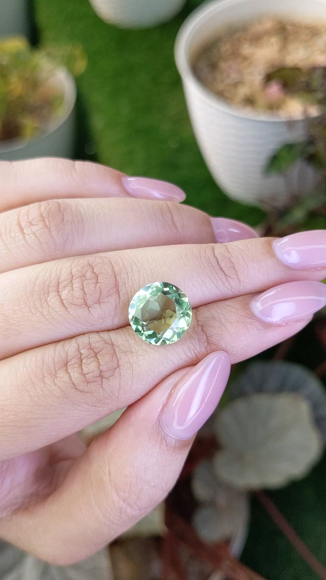 6.08 Ct. Yellowish Green Prasiolite from Brazil Size Video