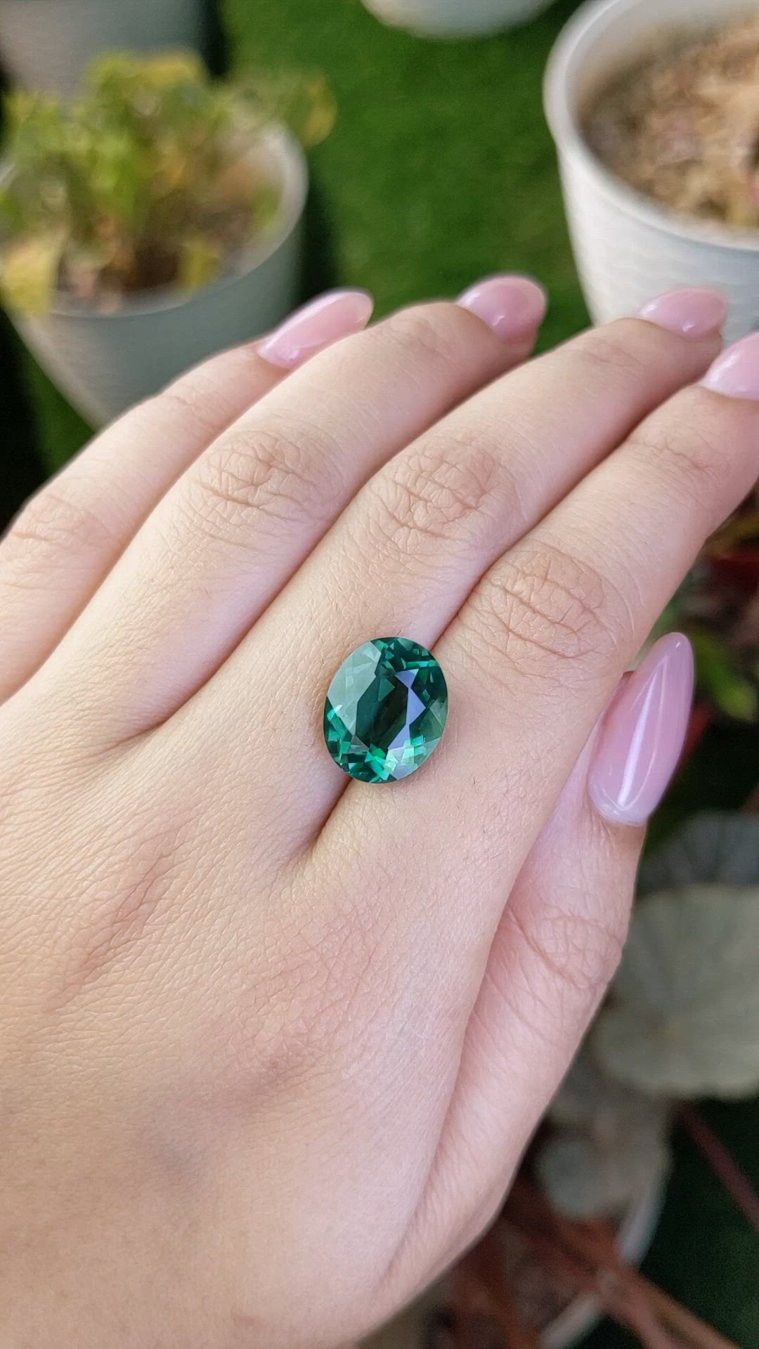 6.38 Ct. Bluish Green Prasiolite from Brazil Size Video