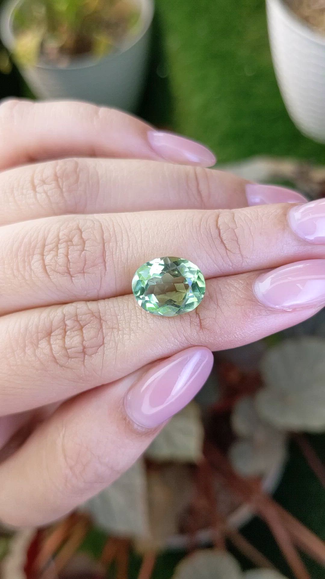4.98 Ct. Green Prasiolite from Brazil Size Video